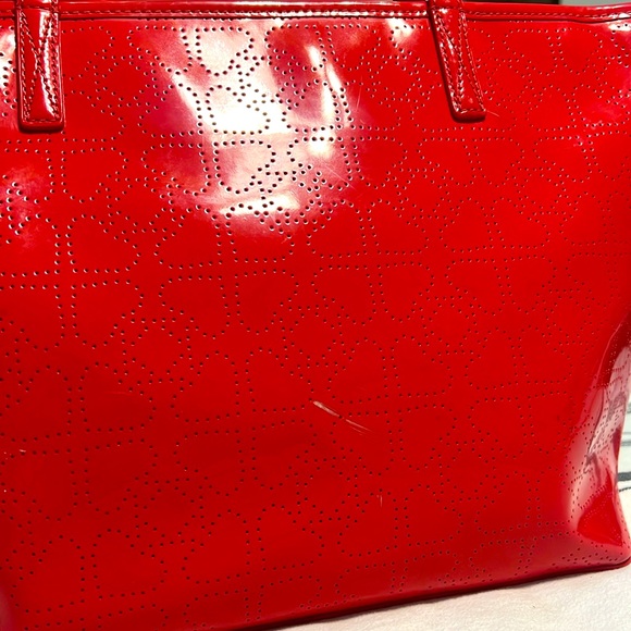 Kate Spade Red Patent Logo Perforated Tote - Picture 4 of 14